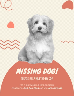 Free  Template: Beige and Red Playful Missing Dog Poster