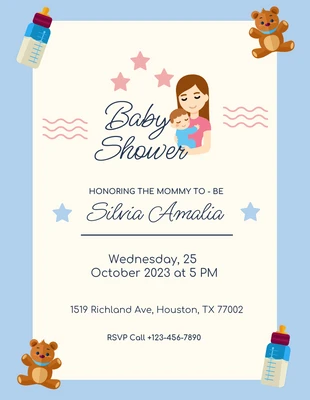 Free  Template: Adorable Illustration Baby Shower Flyer Template