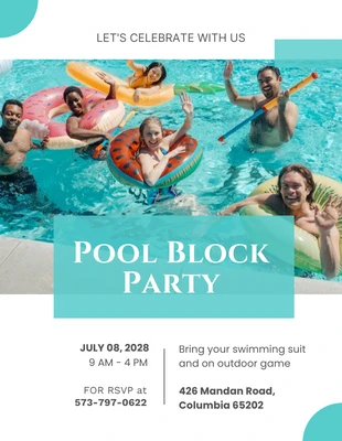 Free  Template: Turqoise Minimalist Block Party Invitation