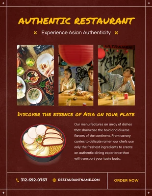 Free  Template: Authentic Asian Restaurant Flyer Template