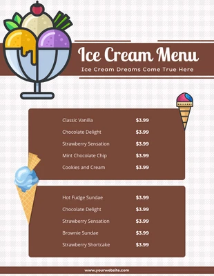 Free  Template: Brown Minimalist Design Ice Cream Menus