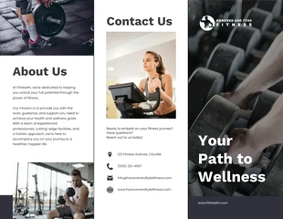 Free  Template: Grey White Fitness Trifold Brochure Template