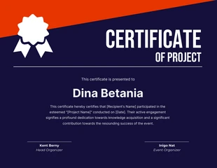 business  Template: Simple Dark Bold Project Certificate Template