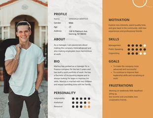 Free  Template: White Orange Diagram User Persona Template