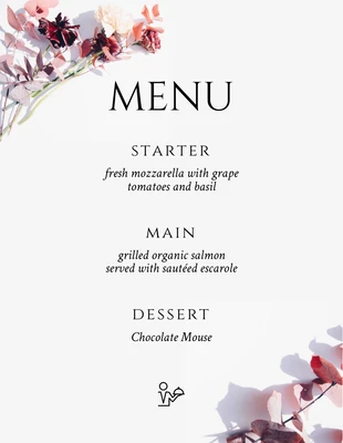 Free  Template: Light Grey Simple Floral Menu