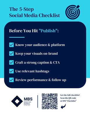 Free  Template: 5 Step Publish Facebook Social Media Checklist Template