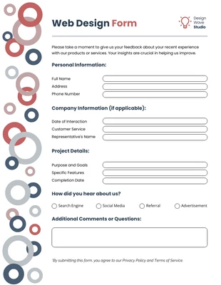 Free  Template: Circle Web Design Form Template