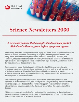 Free  Template: Simple School Science Newsletter Template