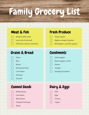 premium interactive Template: Pastel Family Grocery Shopping List Template