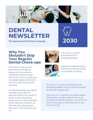 Free  Template: White Blue Modern Dental Email Newsletter Template