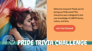 Free interactive Template: Colorful Green and Orange Pride Month Trivia Presentation