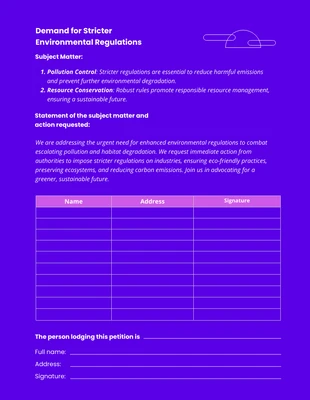 Free  Template: Electric Violet Environmental Regulations Form Template