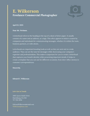 Free  Template: Gray Personal Profession Letterhead