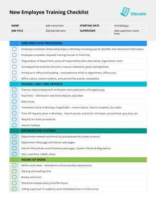 Free interactive Template: New Hire Onboarding HR Checklist