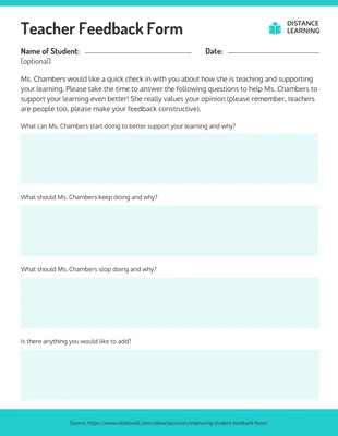 premium  Template: Teacher Feedback Form