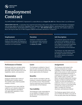 business  Template: Working Contract Agreement Template