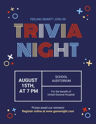 Free  Template: Navy Modern Illustration Trivia Night Flyer