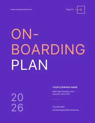 Free  Template: White Purple Orange Onboarding Plan Template