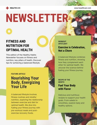 premium  Template: Fitness & Nutrition Newsletter Ideas Template