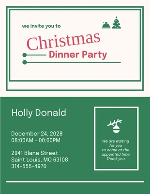 Free  Template: Simple Christmas DInner Party Invitation