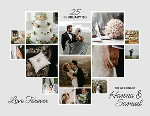 business  Template: Grey Modern Wedding Heart Shaped Collages