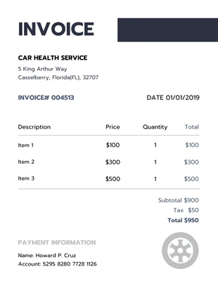 premium  Template: Car Service Invoice Template