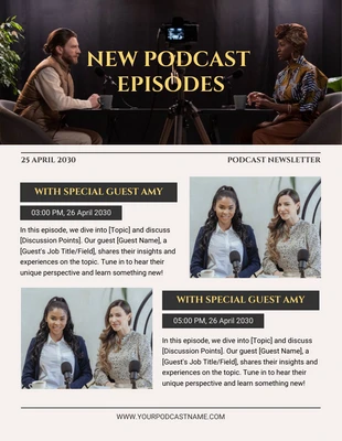 Free  Template: White Yellow Black Podcast Email Newsletter Template