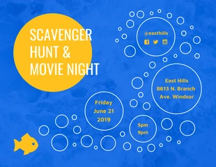 Free  Template: Scavenger Hunt and Movie Night Event Flyer Template