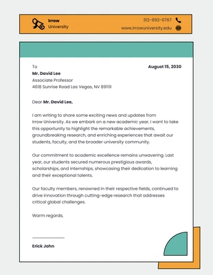 business  Template: Simple Orange and Green University Letterhead