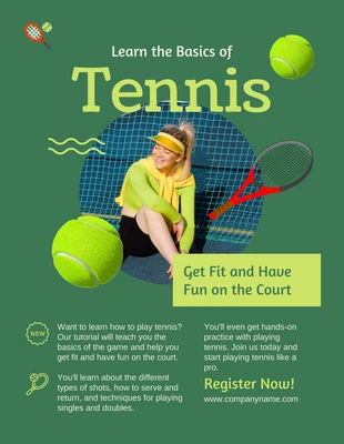 Free  Template: Learn Tennis Flyer Template