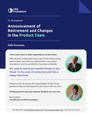 business  Template: Retirement Announcement Email Newsletter Template