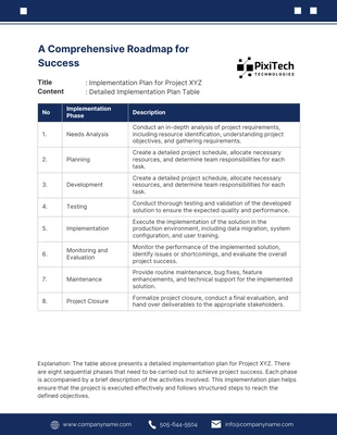 Free  Template: Blue White Implementation Plan Template