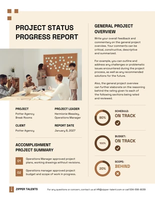 premium  Template: Modern Project Progress Report Template