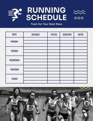 Free  Template: Light Grey And Blue Modern Running Schedule Template