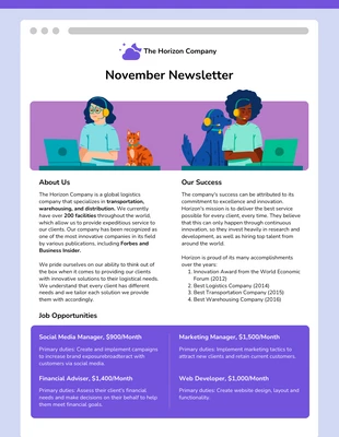 business  Template: November Company Newsletters Ideas Template