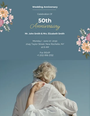 Free  Template: Simple Gray 50th Anniversary Invitations