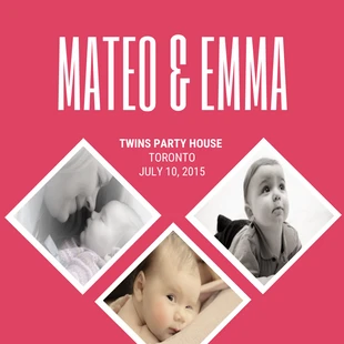 Free  Template: Twins Birthday Invitation