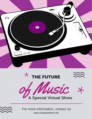 Free  Template: Retro Music Virtual Show Flyer Template