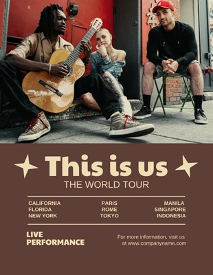 Free  Template: Music Band Performance World Tour Flyer Template