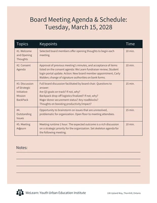 premium  Template: Simple Board Meeting Agenda Schedule