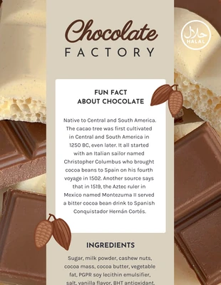 Free  Template: Beige Minimalist Photo Chocolate Product Label