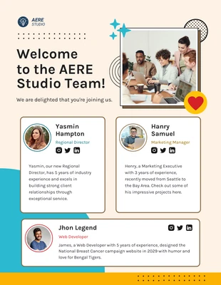 Free  Template: Welcome New Team Members Email Newsletter Template