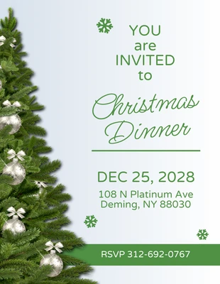 Free  Template: Simple Green Christmas Dinner Invitation