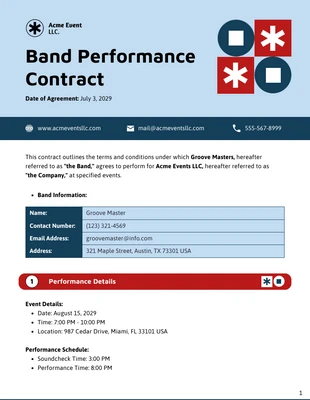 Free  Template: Band Performance Contract Template