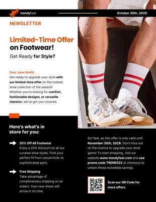 premium  Template: Limited-Time Offer On Footwear Newsletter Template