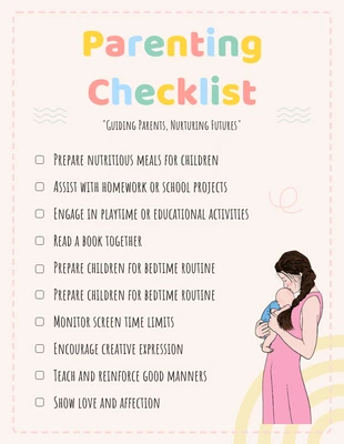 Free interactive Template: Playful Daily Parenting Checklist Template