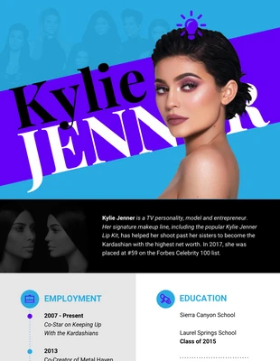 Free  Template: Kylie Jenner Resume Infographic Template