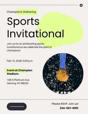 Free  Template: Cream And Green Light Modern Sports Invitations