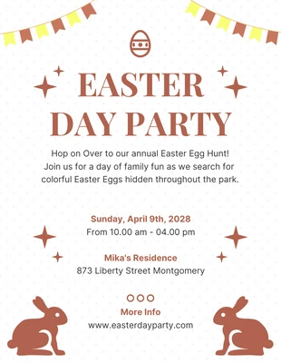 Free  Template: White Modern Playful Illustration Easter Day Party Invitation