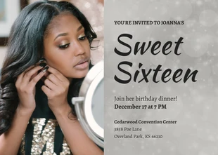 Free  Template: Silver Sweet 16 Invitation